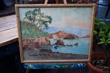 Vintage Asian Fisherman Original Watercolor Framed 20&rdquo; by 25&rdquo; (3 FP)