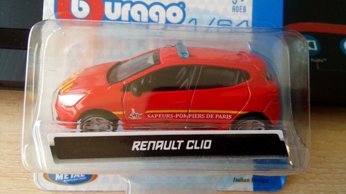 BBURAGO - RENAULT CLIO SAPEURS POMPIERS PARIS FRANCE 1/64 APROX *NEW* - Picture 2 of 3