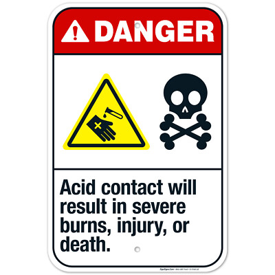 Acid Contact Will Result In Severe Burns, Injury, Or Death  ANSI Danger