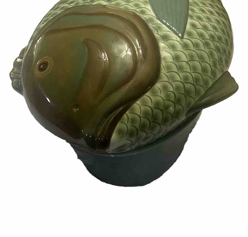 Dept 56 Vintage Fish Soup Tureen Bowl with Lemon Detail – Rare Ceramic Server - Picture 9 of 24