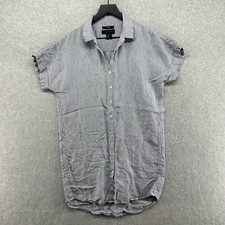 Tahari Legging Dress Womens Size Small Blue Striped Shirt Dress Short Sleeve