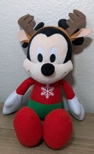 Disney Just Play Christmas Mickey Mouse Plush w/Reindeer Antlers