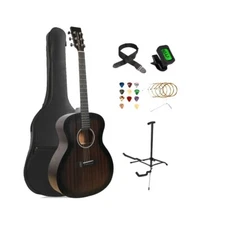 41-inch NEW POWER ACOUSTIK AURAL SERIES RAVEN WOOD ACOUSTIC GUITAR BUNDLE