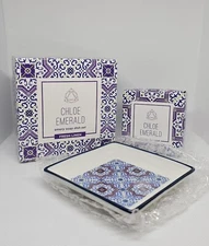 Chloe Emerald Emery Soap Dish Set ~ Fresh Linen Scent NEW IN BOX