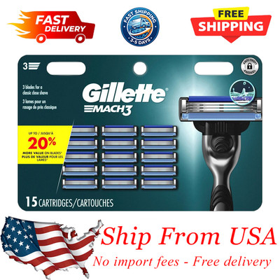 Gillette Mach3 3-Blade Razor Blade Refills, 15 Count