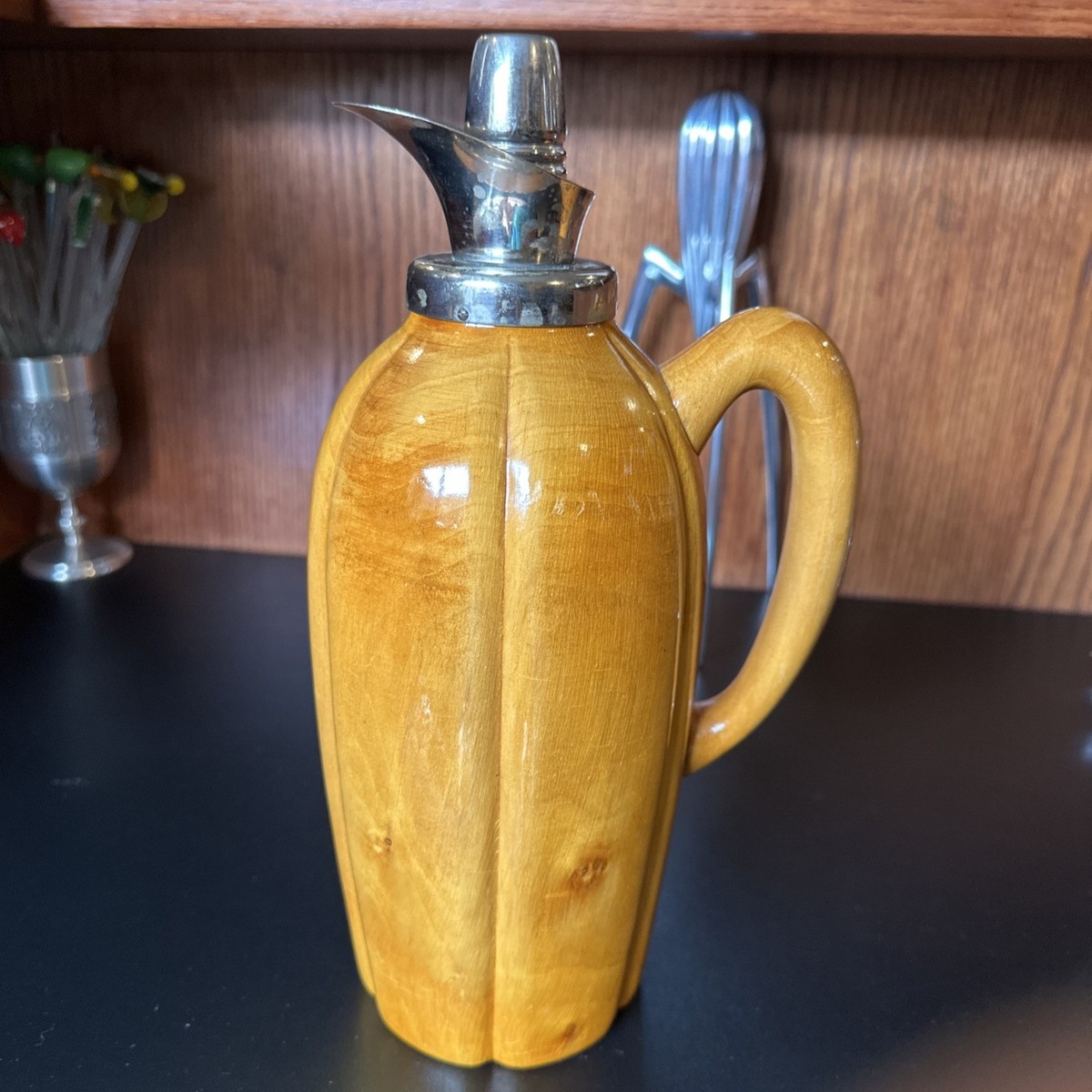 1950s Mid-Century Modern Wood Thermos Carafe by Aldo Tura Milano