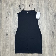 Nike Cami Dress Sz Small Womens Black Sportswear Chill Knit Tight Mini Rib $55