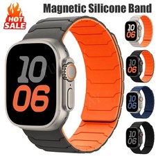 Magnetic Silicone Strap Band for Apple Watch 12 11 10 9 8 7 6 5 42/44/45/46/49mm