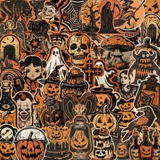 50pcs Halloween Stickers for Kids Retro Pumpkin Deals Holiday Party H1