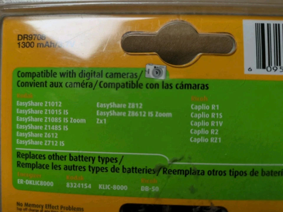 Duracell DR9708 Rechargeable Battery 600mAh Digital Camera BRAND NEW SEALED NOS - Image 3 of 4