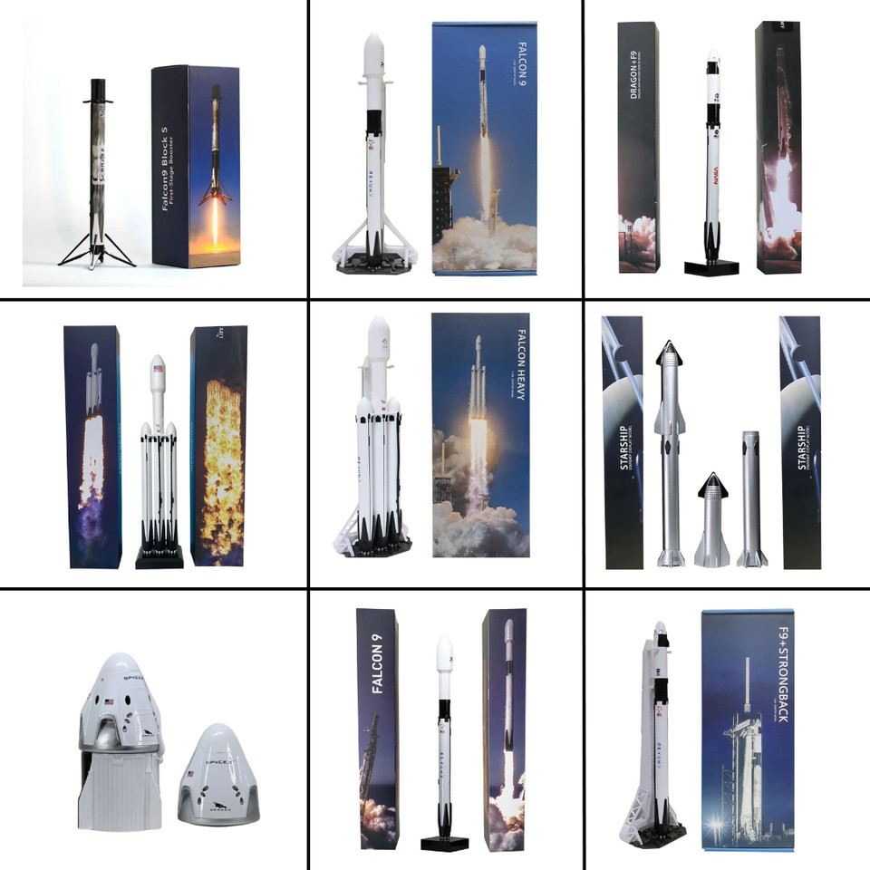 Modelos de cohetes 1:233 SpaceX Falcon Diecast Metal Cohetes Modelos Dragon Heavy