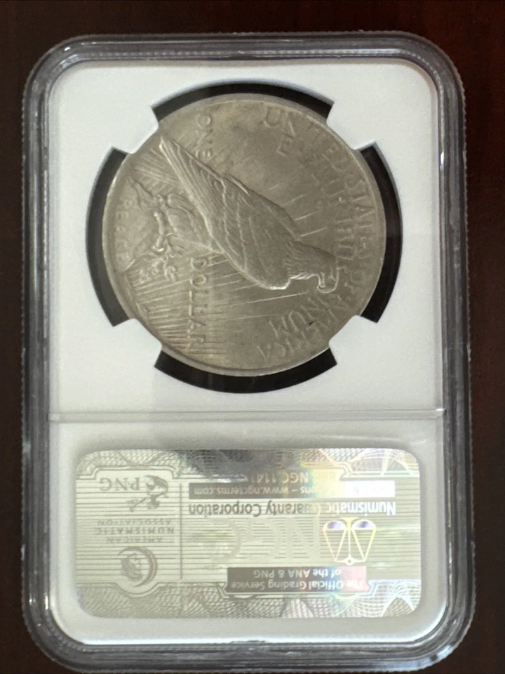 Rare Rotated Error 1923 Peace Dollar NGC AU58 with ~95 Degree Clockwise Rotation - Image 2 of 4