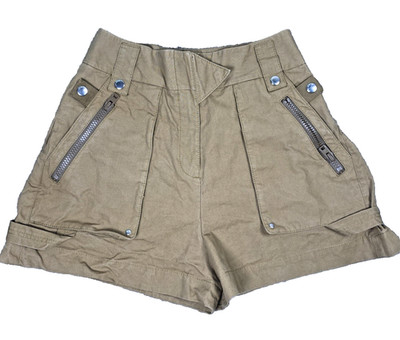 Coach Relaxed Cargo Shorts Cotton Tan Utilitarian Loops Pockets Zippers Size  10