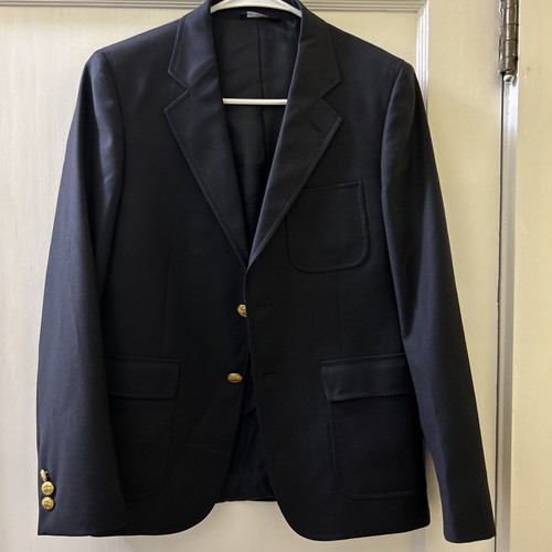 Brooks Brothers Boys 14 Blazer Wool Navy Blue Gold Two Button jacket sport coat