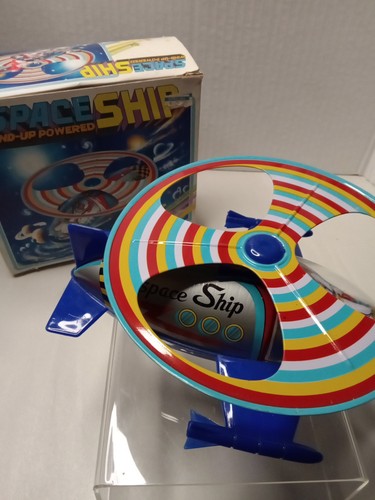 Giocattolo avvolgibile nave spaziale vintage con scatola di MTU Korea - ottimo! - Foto 3 di 9