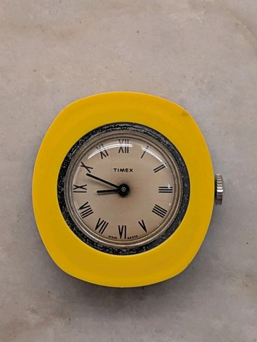 Vintage Timex Manual Wind Ladies Watch Yellow Case Roman Numeral Dial Runs