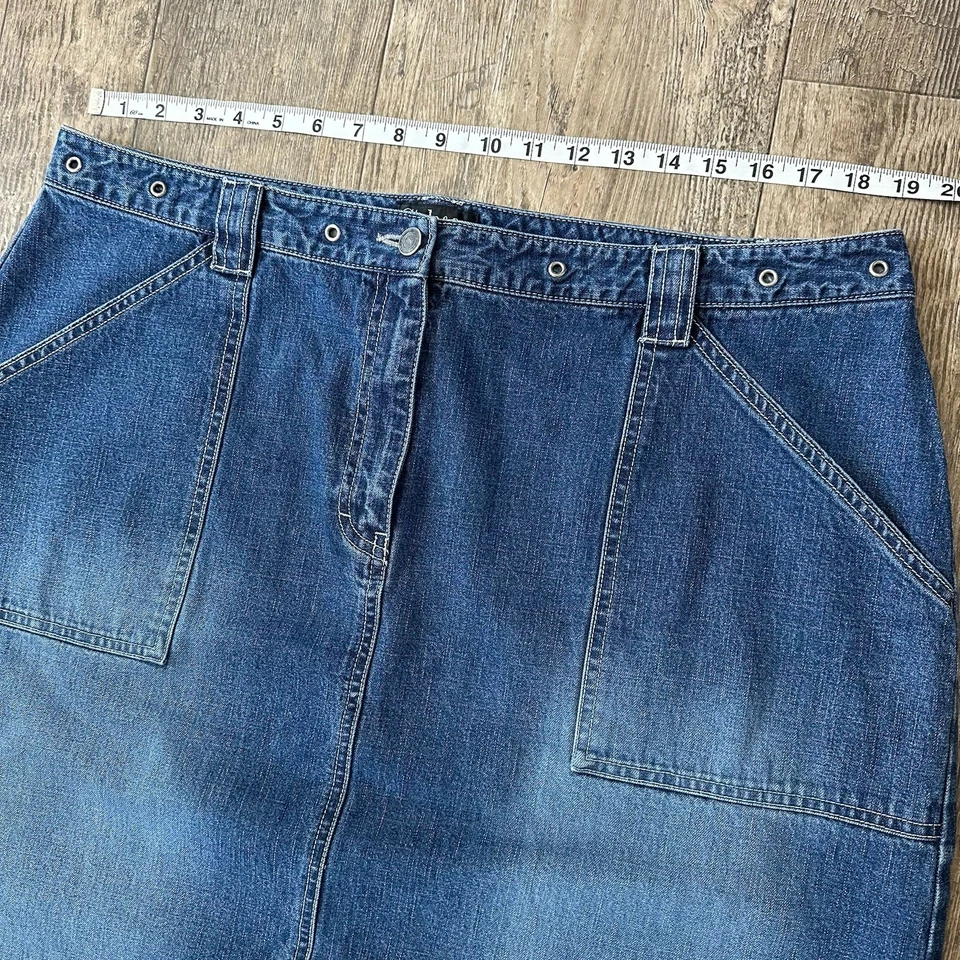 Style & Co 女式 18W 码蓝色牛仔裙长温和侧开衩 38x33.5 — 第 3/4 张图片