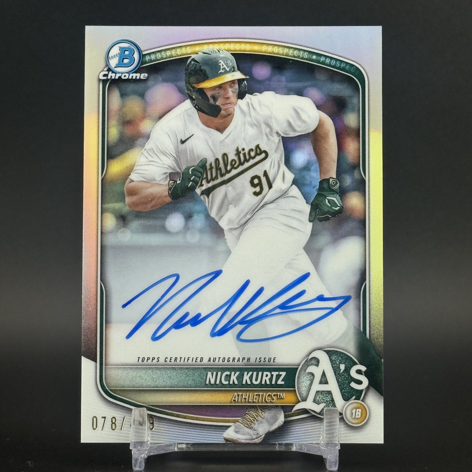 2025 Bowman Chrome Nick Kurtz Auto Refractor /499 CPA-NK Prospect Autograph ROY