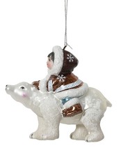 Eskimo Christmas Tree Decoration Bauble Luxury Glass Snow Winter Artic North Pol