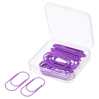 Wide Paper Clip Coated Large Clips with Box 2 Inch Purple, Pack of 30