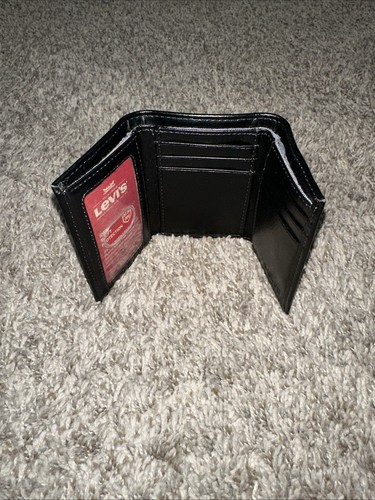 Levi’s schwarze Herren-Geldbörse aus Leder mit Dreifachfaltung - Bild 3 von 8