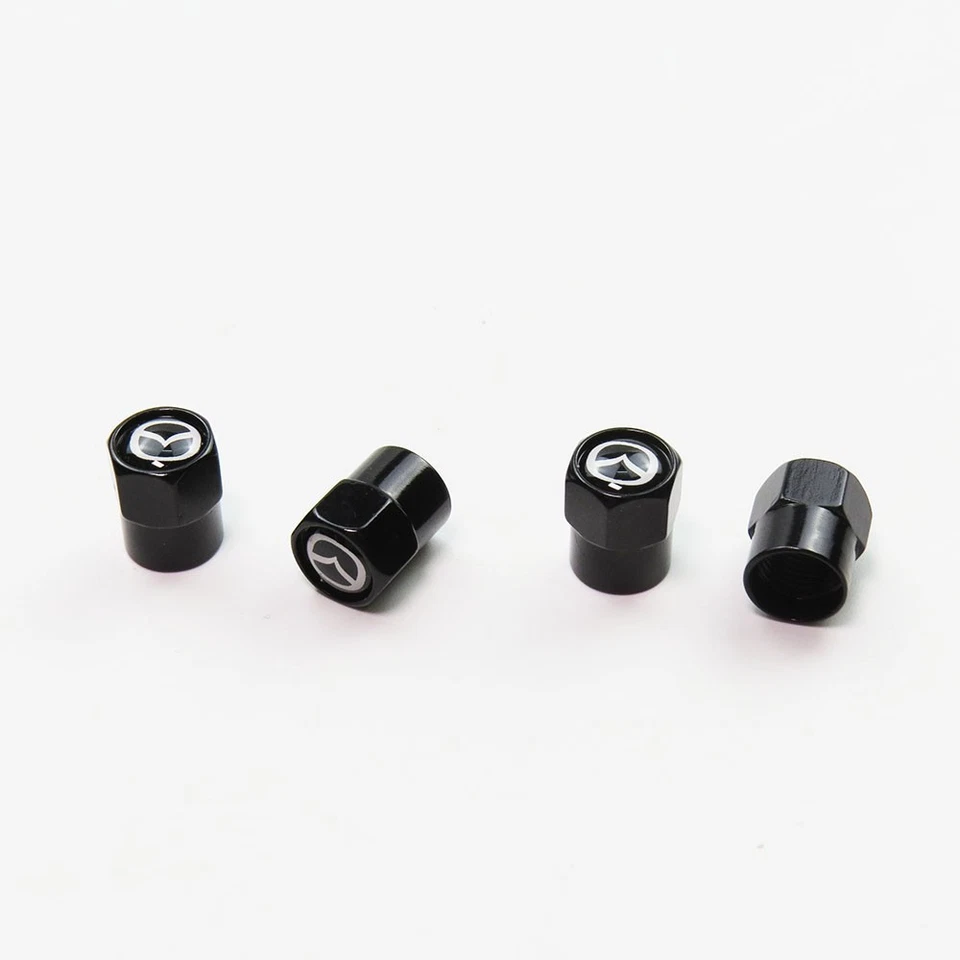 Compatible with Mazda 4Pcs Tire Valve Stem Caps Black Anodized Aluminum - Image 2 of 4