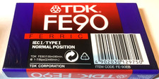 TDK FE90 FERRIC - 90 MINUTE LONG BLANK  TAPE FOR RECORDING