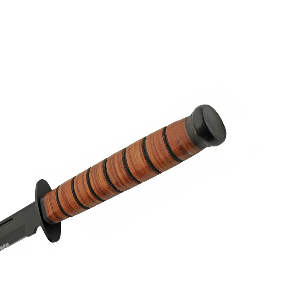 Espada de combate de 27,5 pulgadas con hoja de acero inoxidable negro y mano envuelta en cuero Foto 2 de 4