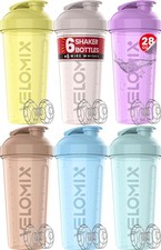 -6 PACK- 28 oz Protein Shaker Bottle for Protein Mixes - 6x Wire Whisk  Leak...