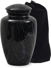 Black Marble Finish Urn for Ashes Adult Male Female, Large Cremation Urn