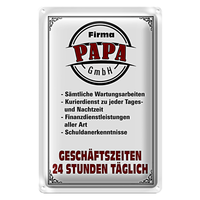 Blechschild Spruch 20X30Cm Firma Papa Gmbh 24 Std TäGlich