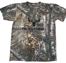 Realtree Mens M Camouflage T-Shirt Cotton Hunting Green Brown