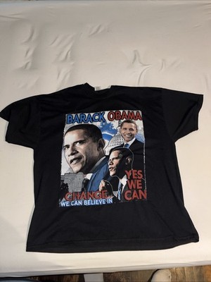 Barack Obama Change Yes We Can Believe In 2008 Shirt XXXL black rap tee big face