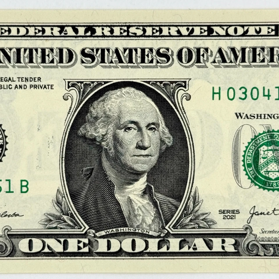 March 4th 1961 3rd April Dollar Bill Uncirculated Birthday Note $1 Fancy Serial - Image 4 of 4