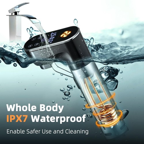 Fornello Sous Vide 1300W,Controllo App WiFi, IPX7 Impermeabile, Ultra Silenzioso Immersi... - Foto 7 di 8