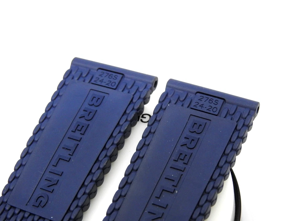 Breitling Blue Rubber Strap 24MM Inner Lug 19.75 Clasp End Dark Blue - Image 3 of 4