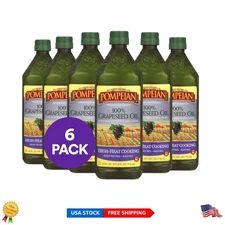 100% Pure Grapeseed Oil – Light Flavor, High Smoke Point, 24 Fl Oz (Pack of 6)