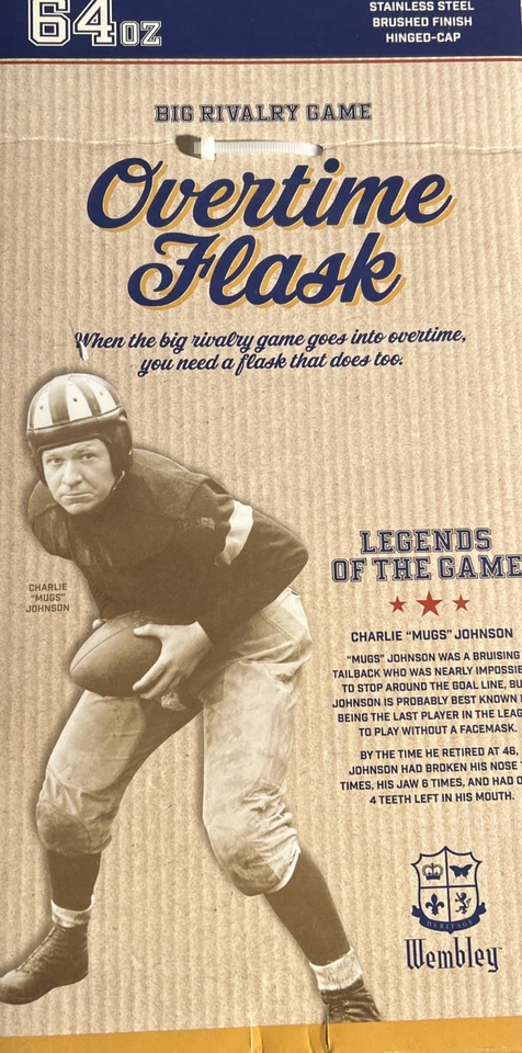 NUEVO EN CAJA Frasco de acero inoxidable Wembley 64oz Spirits Horas extras ¡VE A LO GRANDE o vete a casa! ¡REGALO! Foto 3 de 4