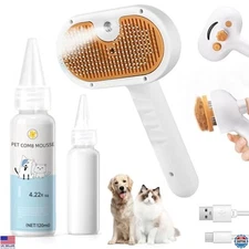 Ultimate Pet Steam Brush for Dogs & Cats – 3-in-1 Grooming Comb & Defur Tool