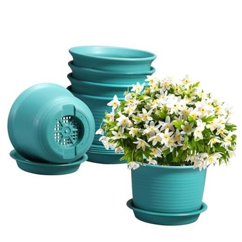 6 Pack Flower Pots for Indoor Plants, Plant Pots with Drainage 7inch ...