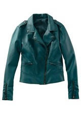 Jacke Gr. 36 Grün Damen Lederimitatjacke Bikerjacke Neu