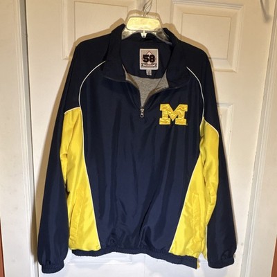 58 Sports Michigan Wolverines Windbreaker Large Navy Yellow Officially Licensed