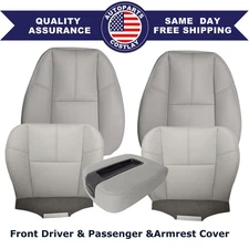 For 2007-13 2014 Chevy Suburban 1500 Front Bottom & Top Leather Seat Cover Gray