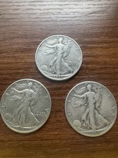 Lot Of 3 Walking Liberty Half Dollar 1943  1945