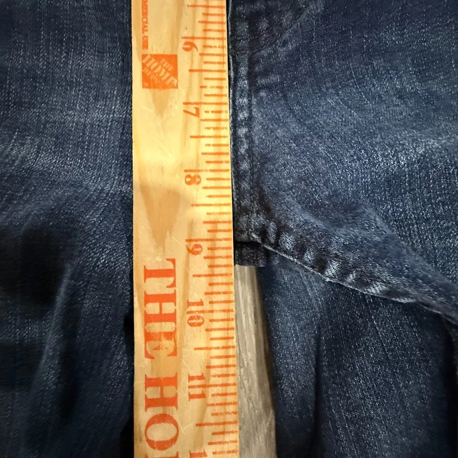 Jeans feminino Tommy Hilfiger 32 azul perna reta punho de botão casual denim cropped - Imagem 4 de 4