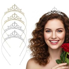 4PCS Glittering Rhinestone Crown Headbands, Crown Headband for Women,
