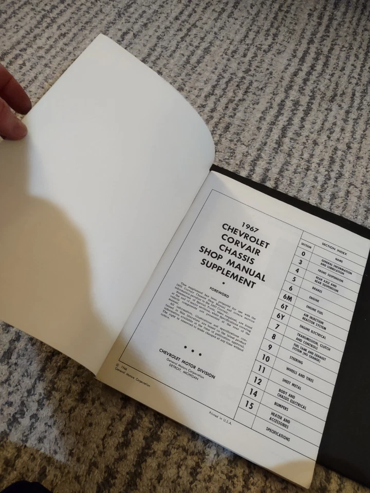 Chevrolet Corvair 1967 chasis suplemento manual de taller Foto 4 de 4