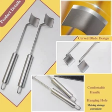 2PC Corn Peeler Stainless Steel Corn Cob Stripping Tool w/ Hook Long Handle Corn