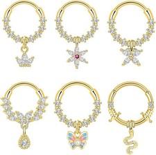 5-6PCS 16G Septum Rings Cartilage Nose Rings Stainless Steel Body Piercing Kit