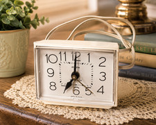 VTG Westclox Dixie Electric Alarm Clock Made in USA Retro White Analog Tested